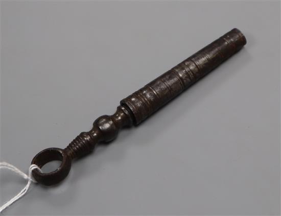 A Georgian English steel seamed corkscrew 11.5cm